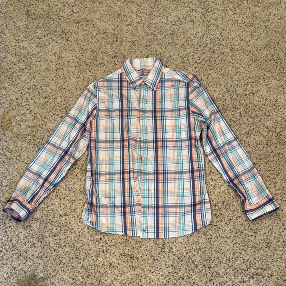 Vineyard Vines Casual Blue and Orange Button Down Shirt